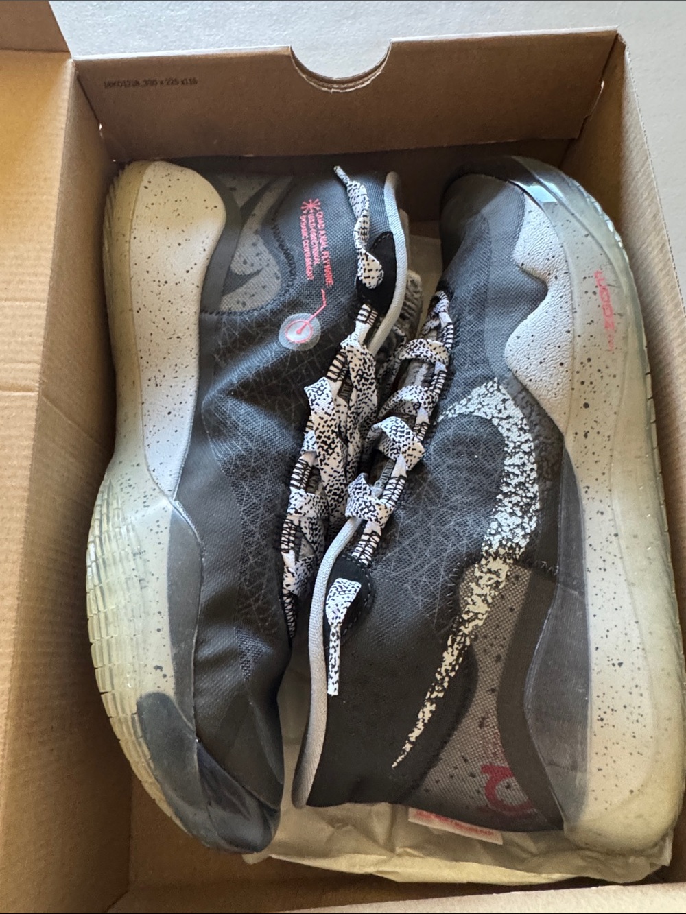 Nike Black and White Basketball Sneakers with Speckled Design
